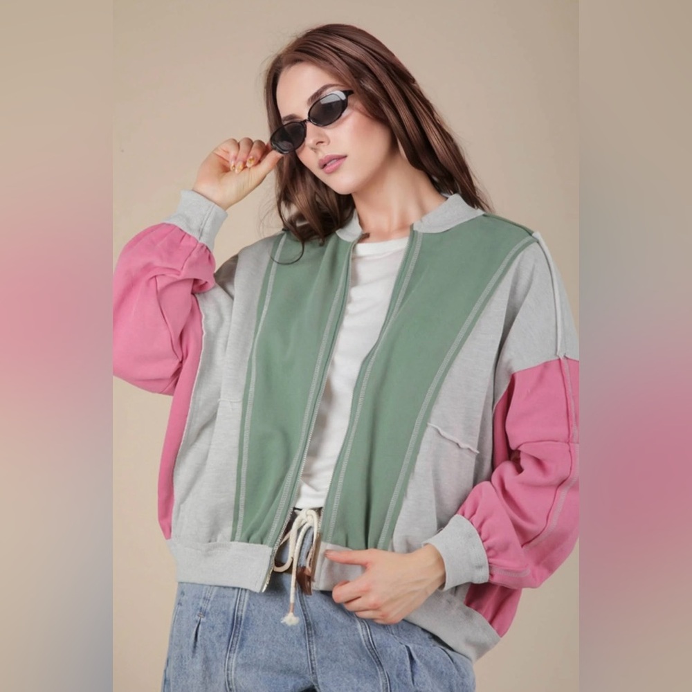 🌟NWT🌟 Pink and Green Bomber Jacket by NEW IN
